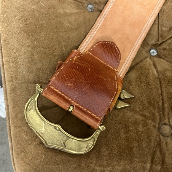 Vtg. Linea Pelle Made in Italy Wide Belt with Abalone Detail 🌵Large - Picture 3 of 6